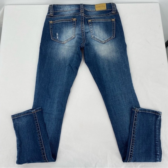 Wishful Park Size 0 Woman's Sophia Skinny Denim Blue Jeans Distressed Low Rise - Picture 3 of 10